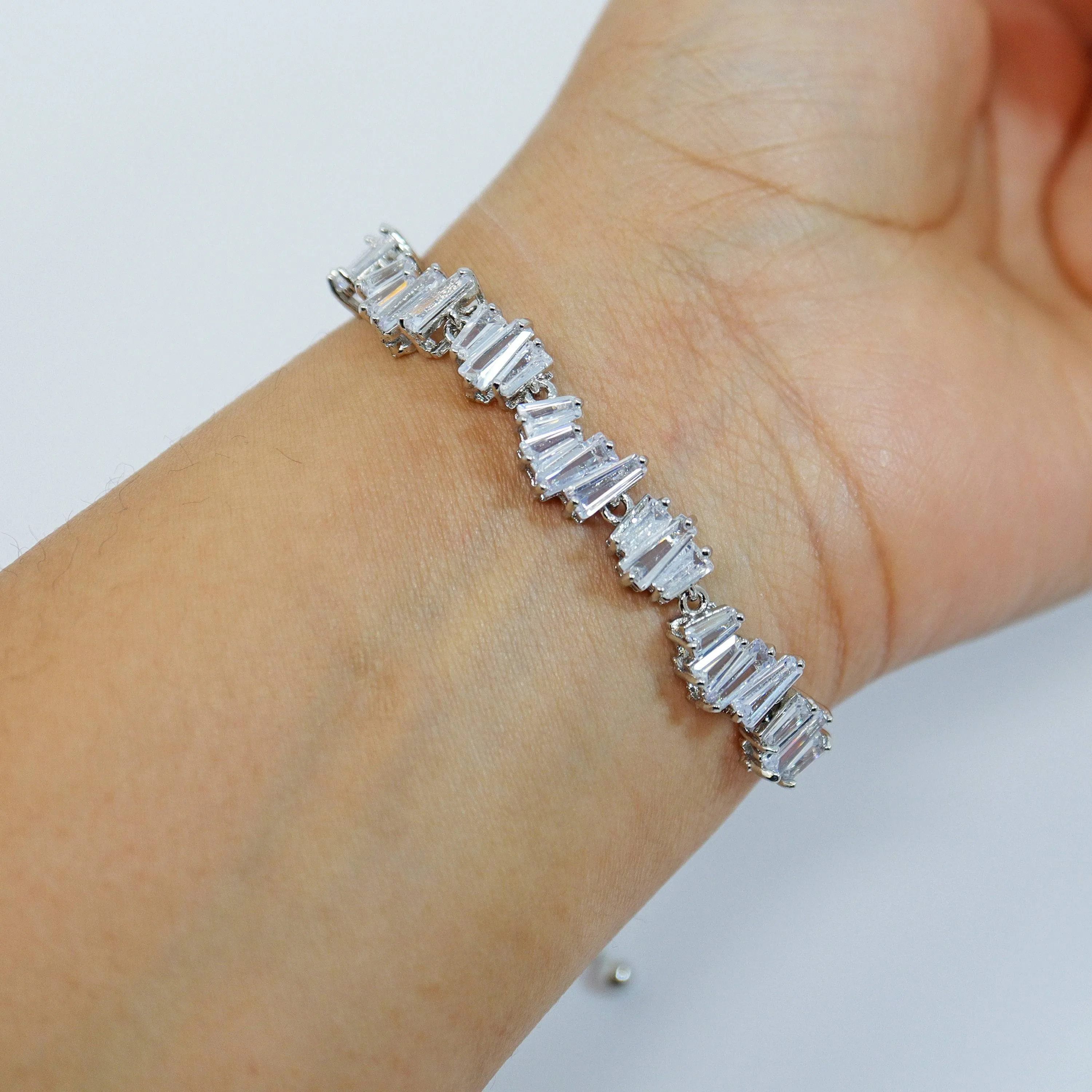 CZ Crystal Garden Dainty Bracelet, Diamond Bracelet, Bridal Jewelry, Bridesmaid Gift, Statement Bracelet.