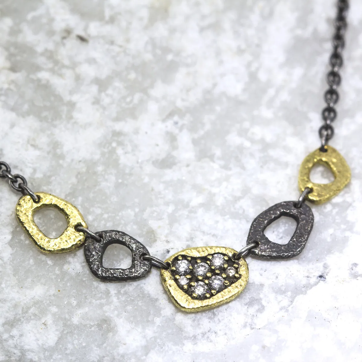 Dew Pond Linked Necklace with Diamonds