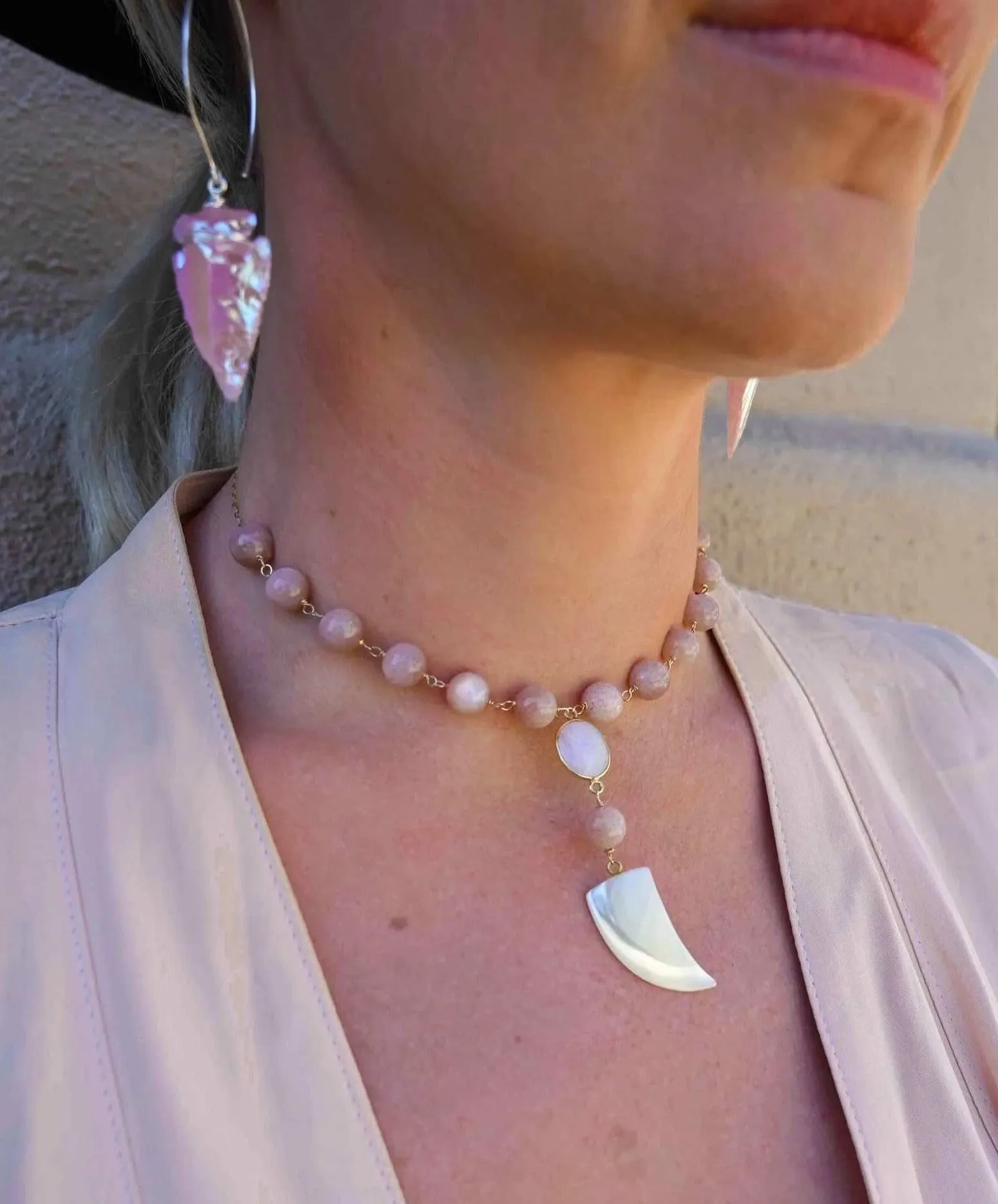 Divine Feminine Peach Moonstone Choker