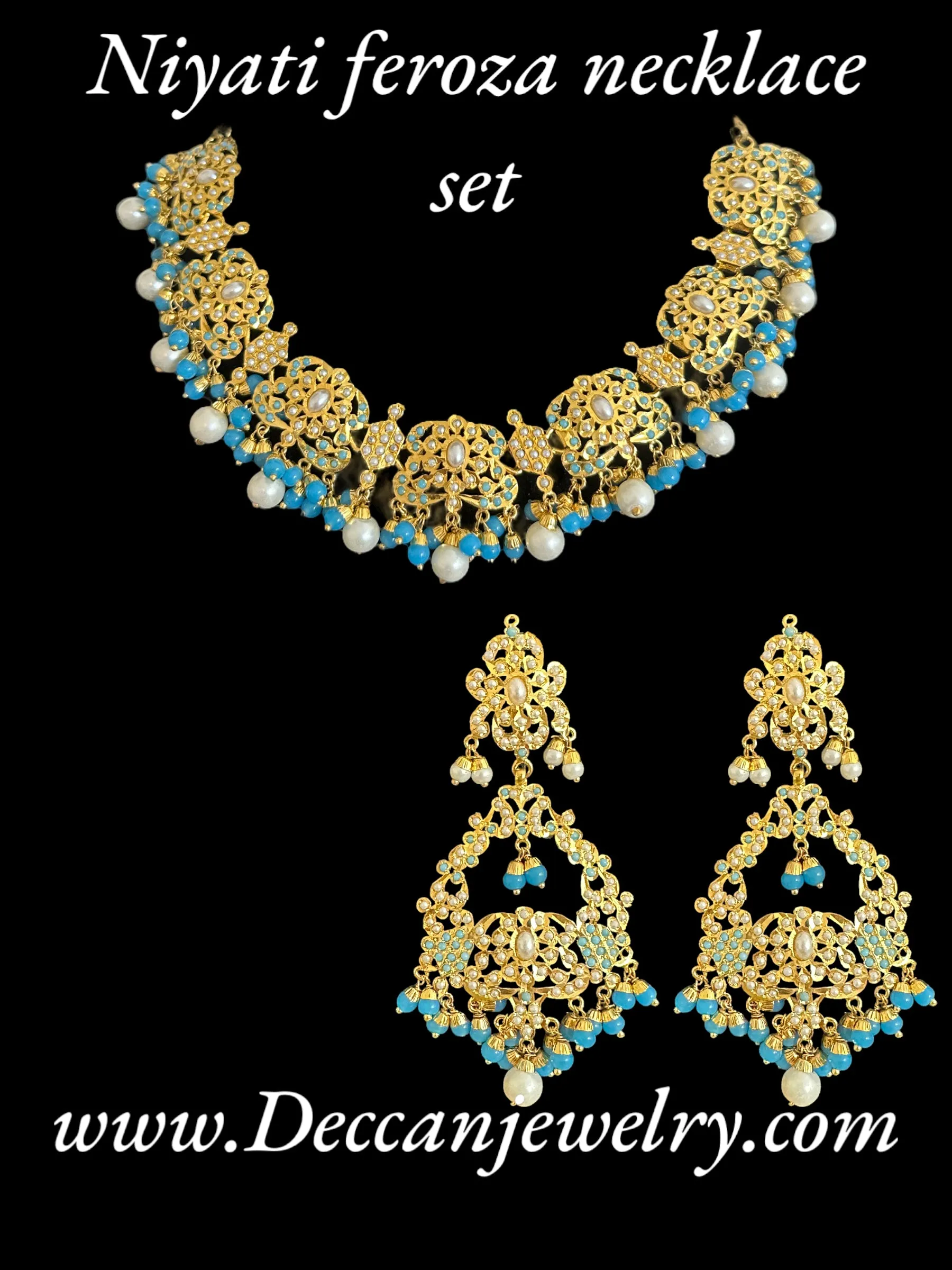 DNS43 Niyati pearl jadau necklace with earrings( READY TO SHIP )