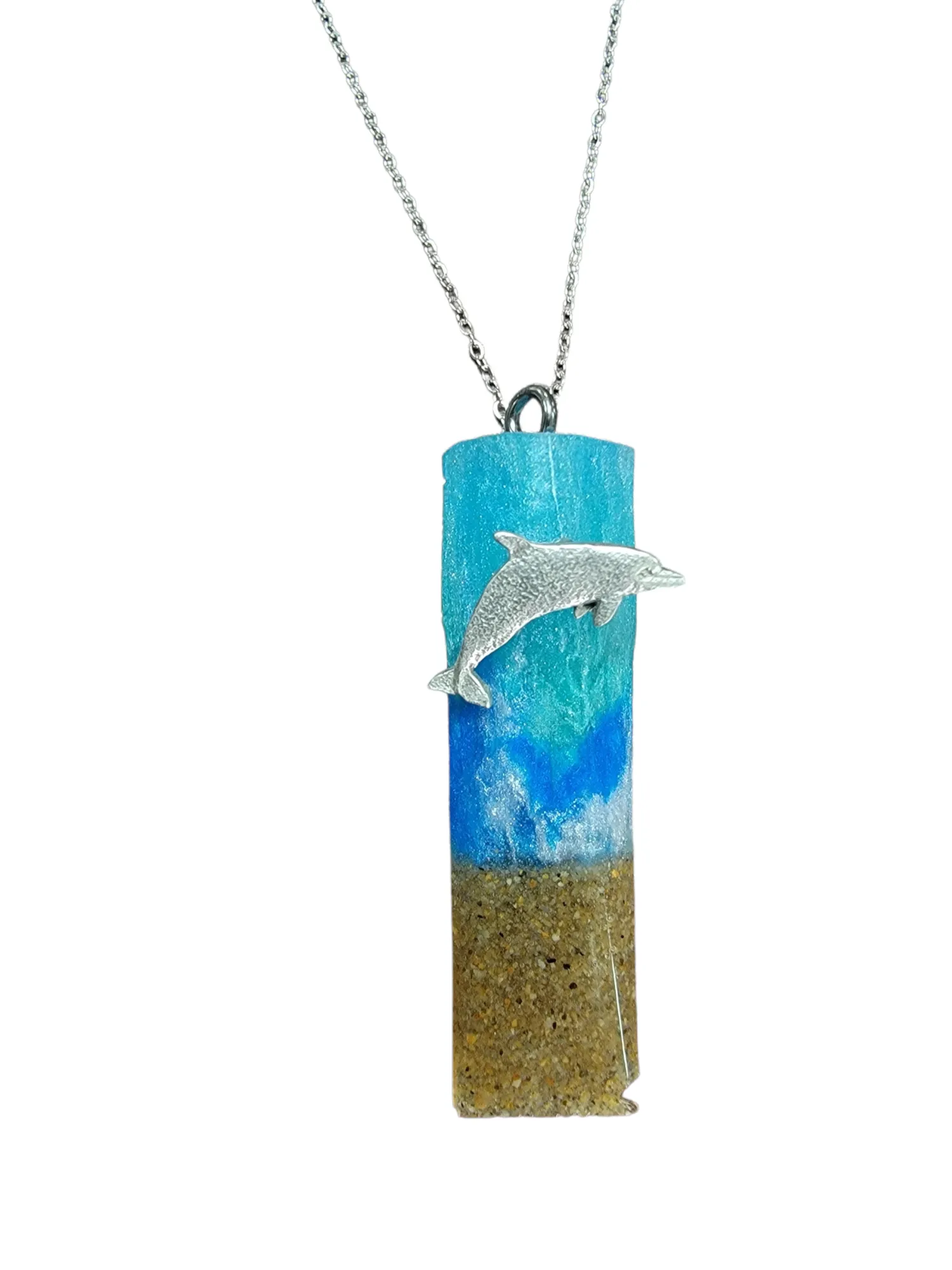 Dolphin Beach Ocean Wave Sand Necklace