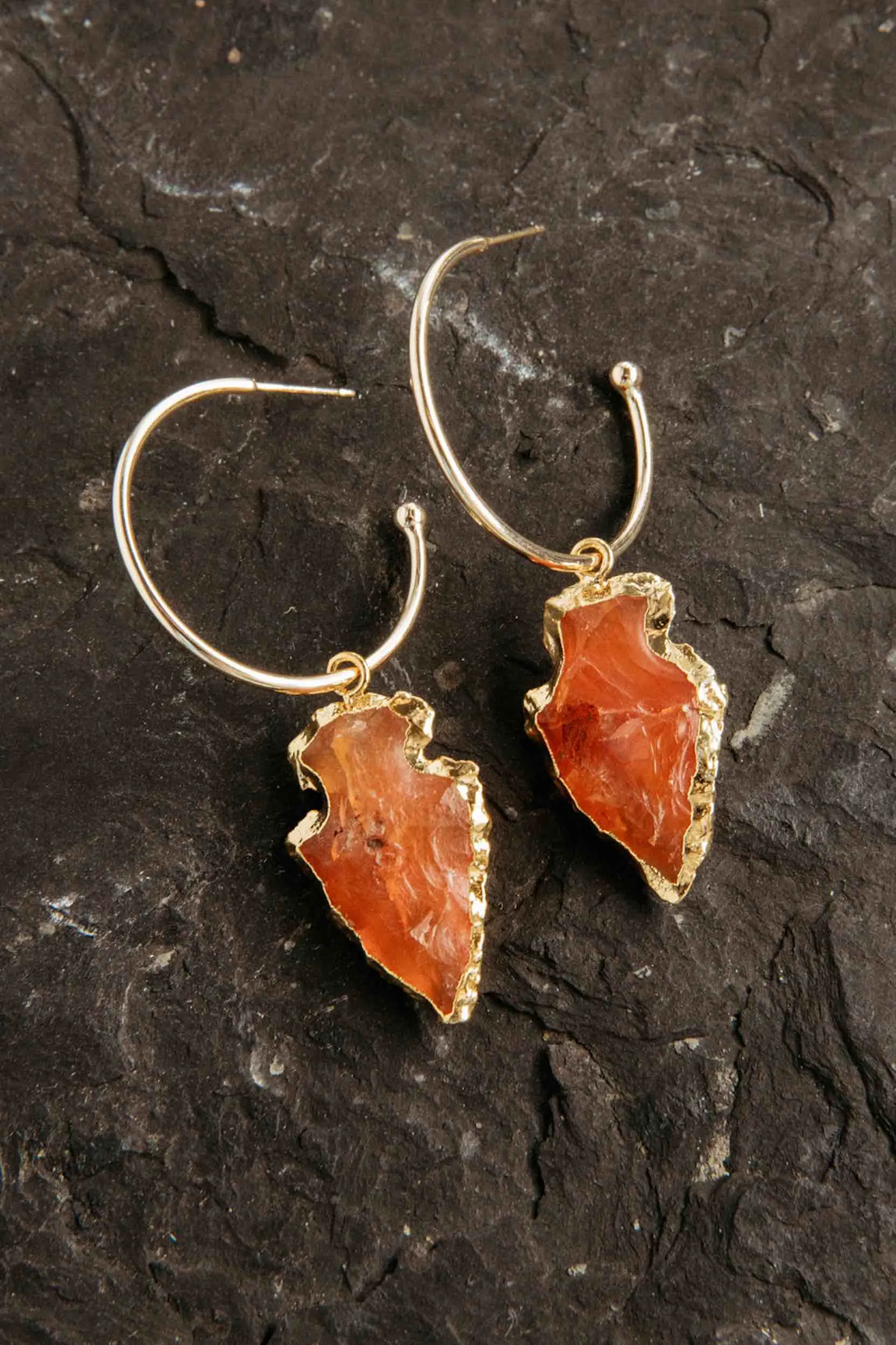 Dragon Energy Carnelian Gold Hoops