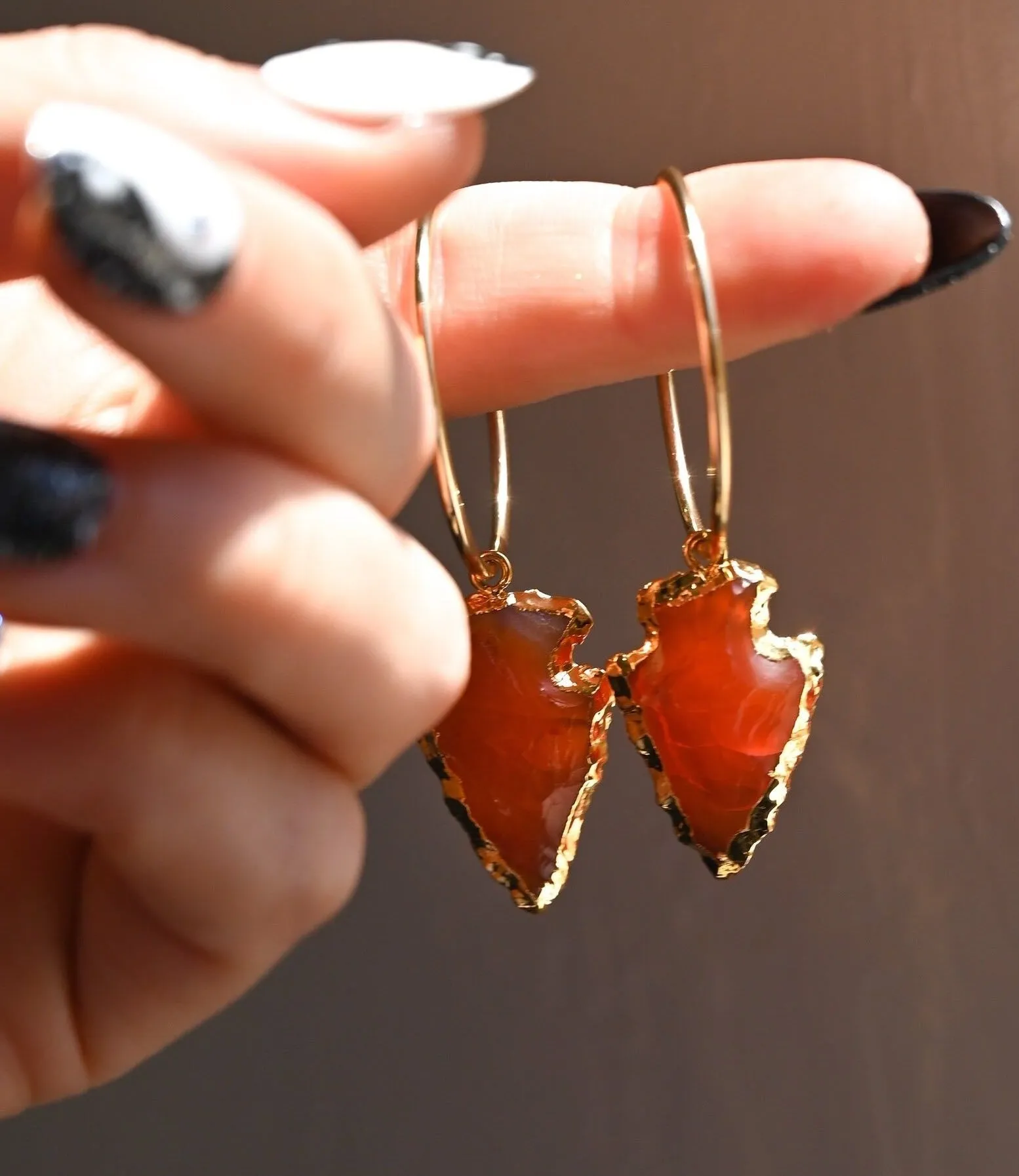 Dragon Energy Carnelian Gold Hoops