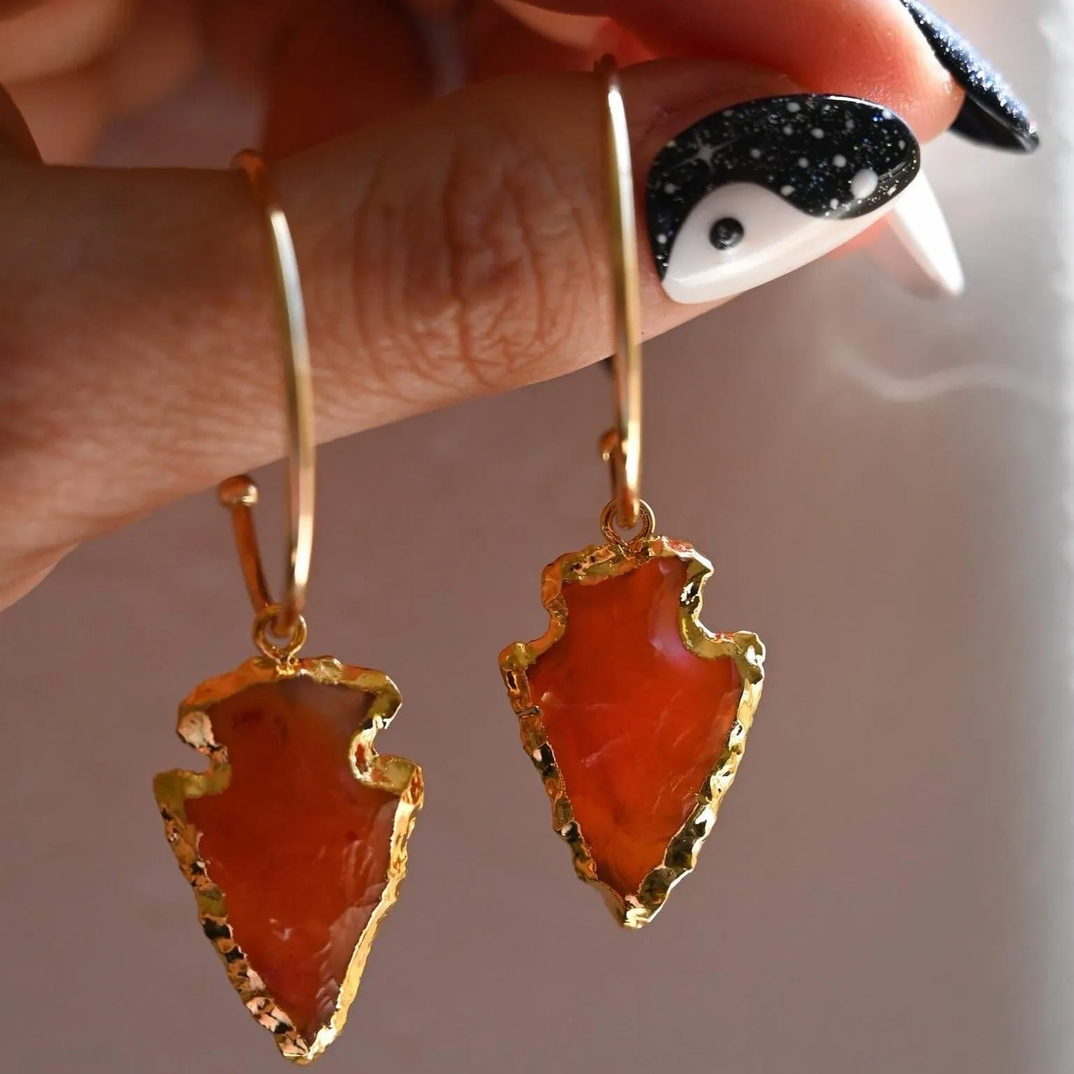 Dragon Energy Carnelian Gold Hoops