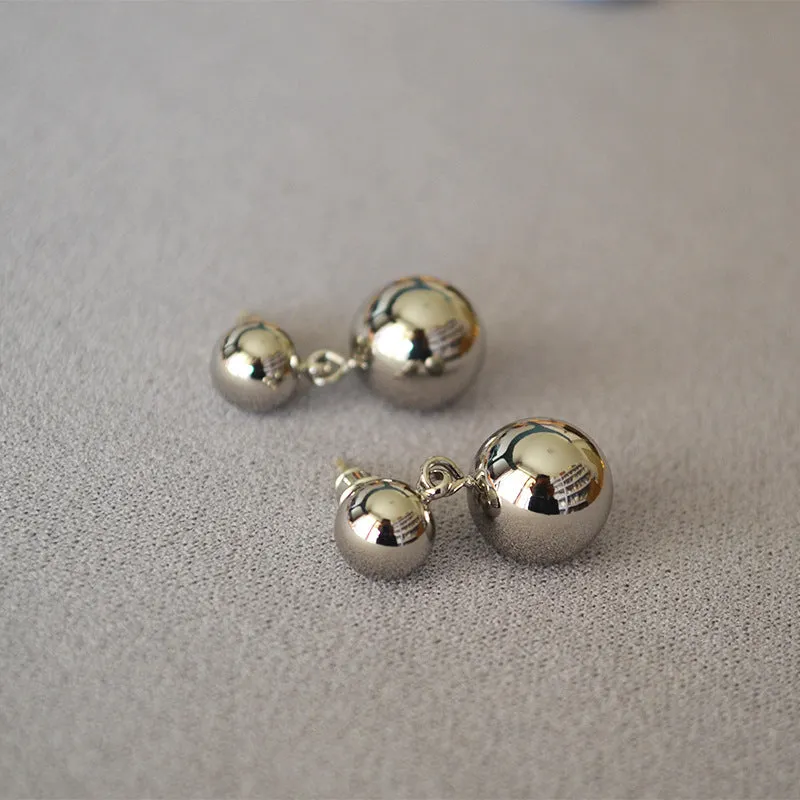 Dual Gold Balls Drop Earrings