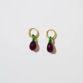 Eggplant hoop earrings