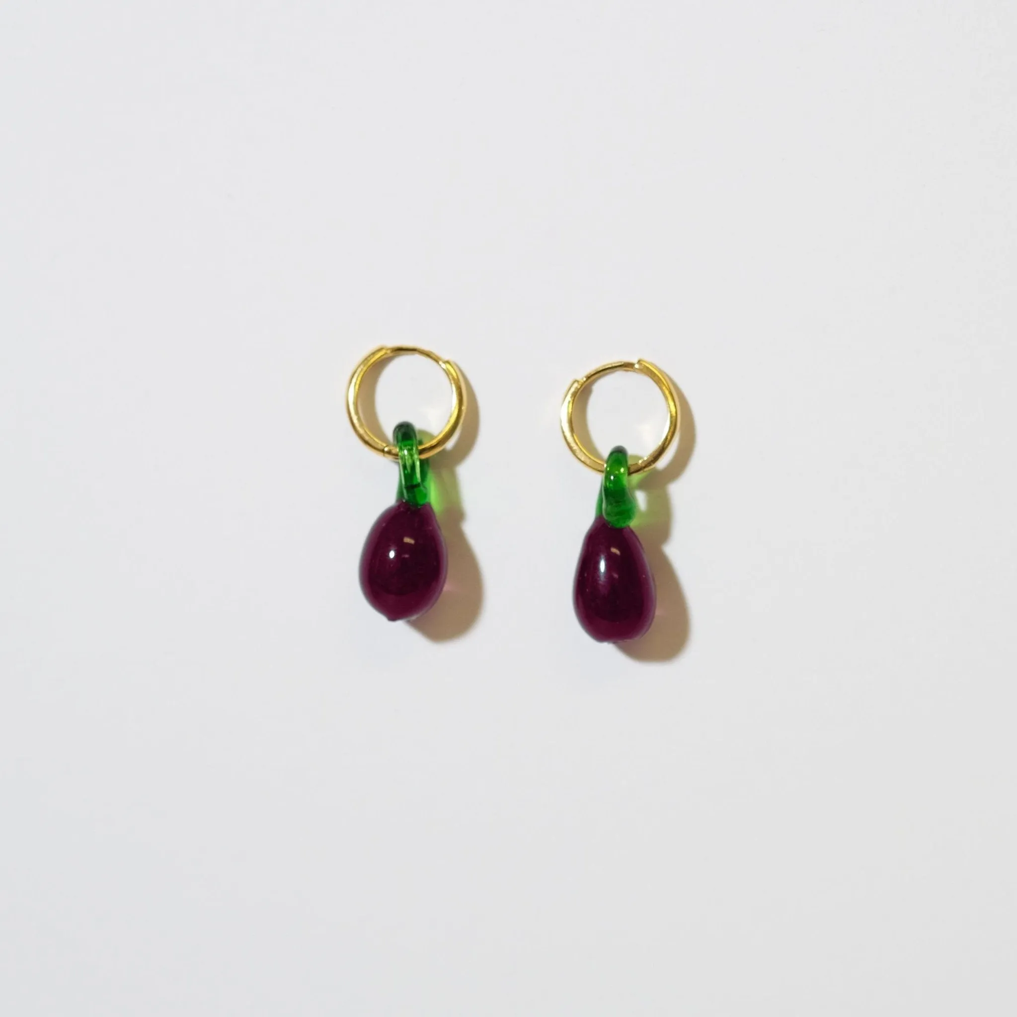 Eggplant hoop earrings