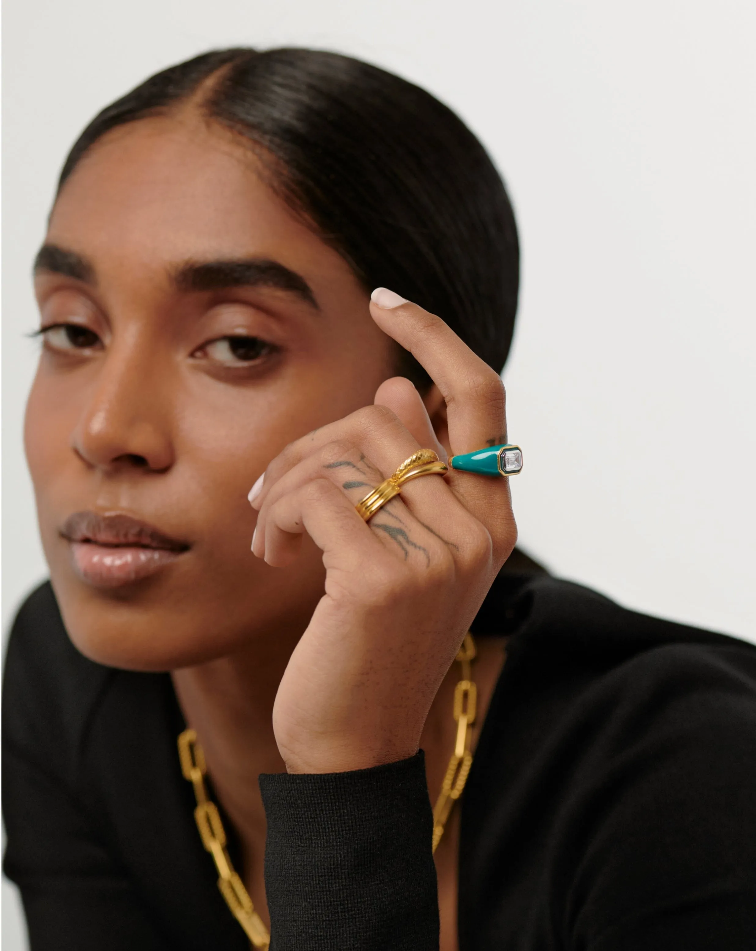 Enamel & Stone Dome Statement Ring