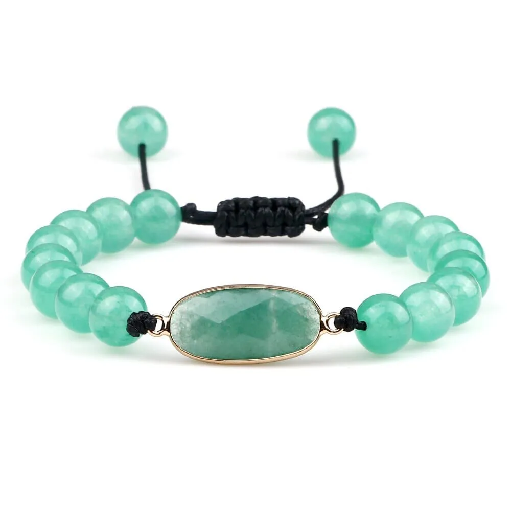 Energy 8mm Green Aventurine Beaded Charm Braided Bracelets