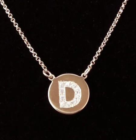 Engraved Gold Disc CZ Initial Necklace - Katie Holmes - Katy Perry