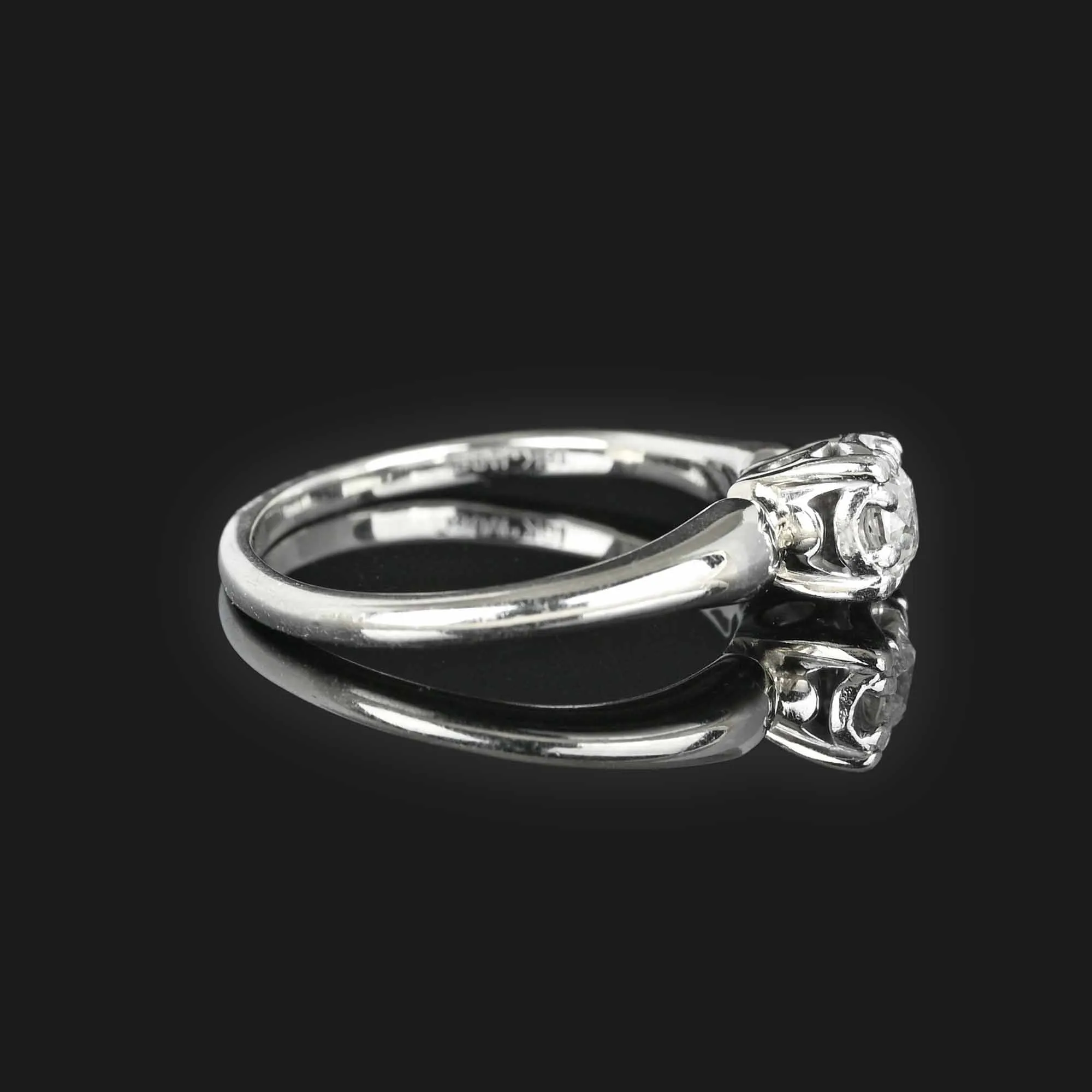 Estate Jabel Diamond Solitaire Ring in 18K White Gold