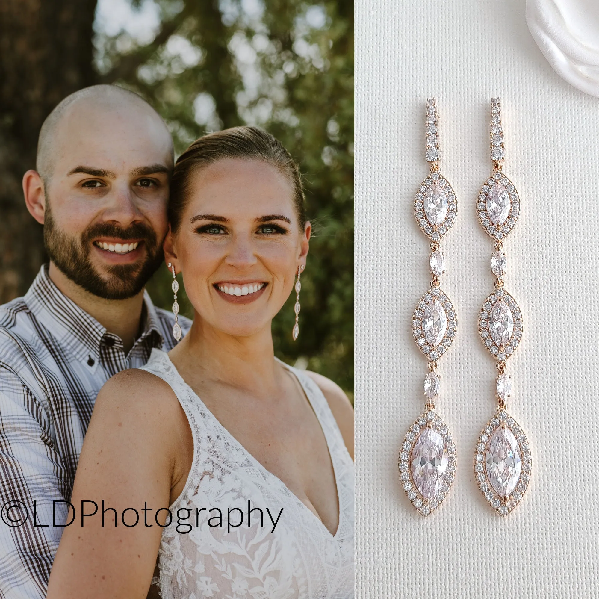 Extra Long Earrings for Wedding and Prom- Harriet