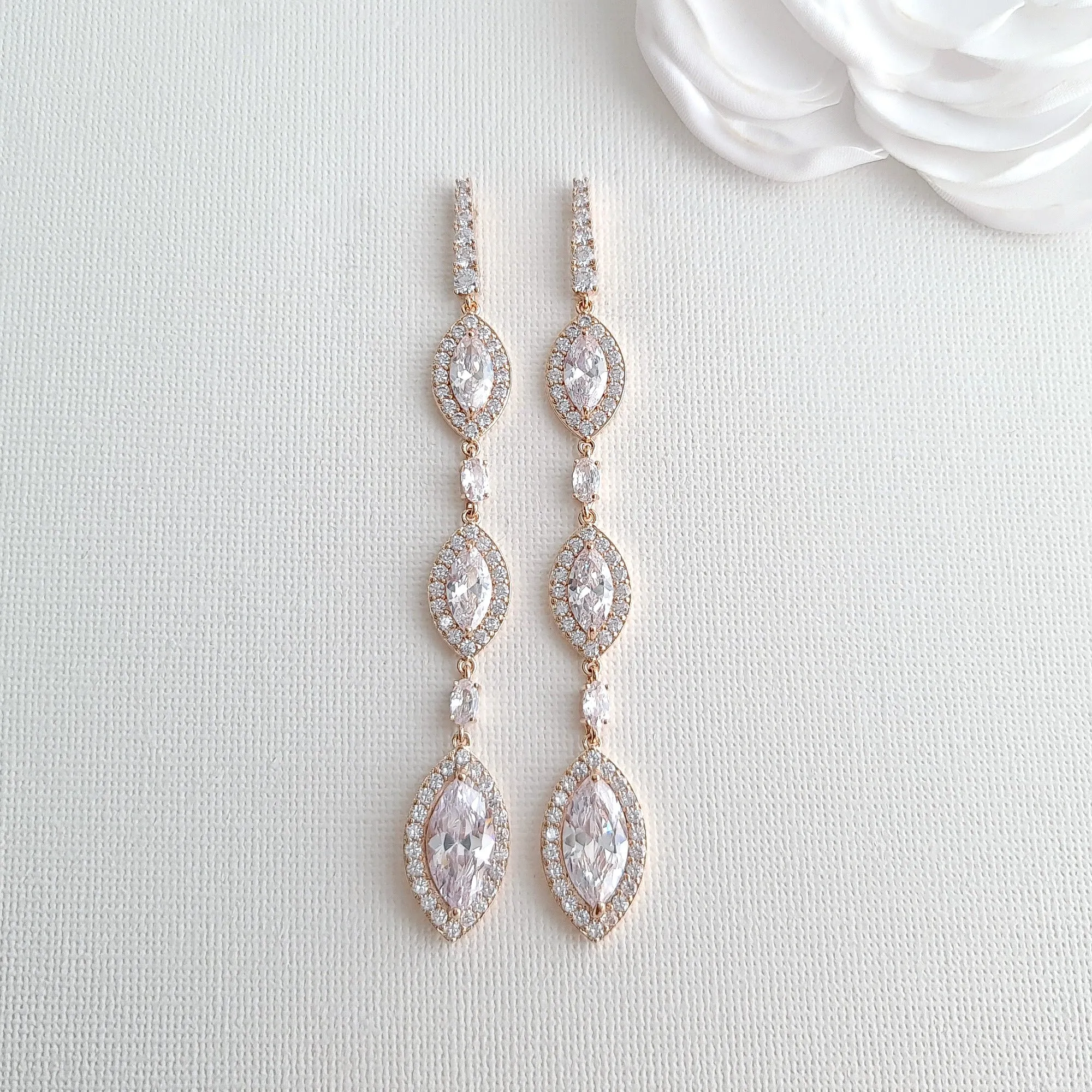 Extra Long Earrings for Wedding and Prom- Harriet