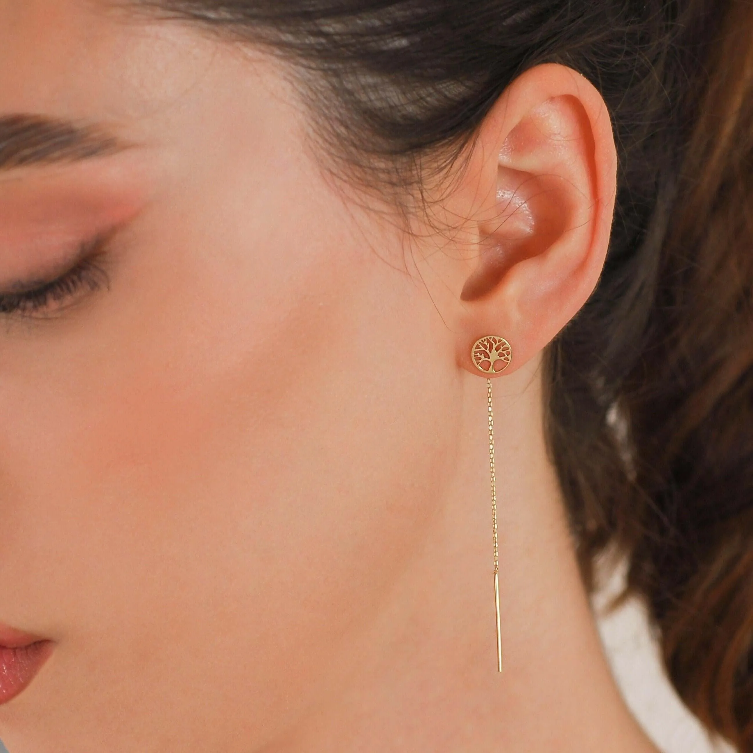 Family Tree Earrings | 14K Solid Gold