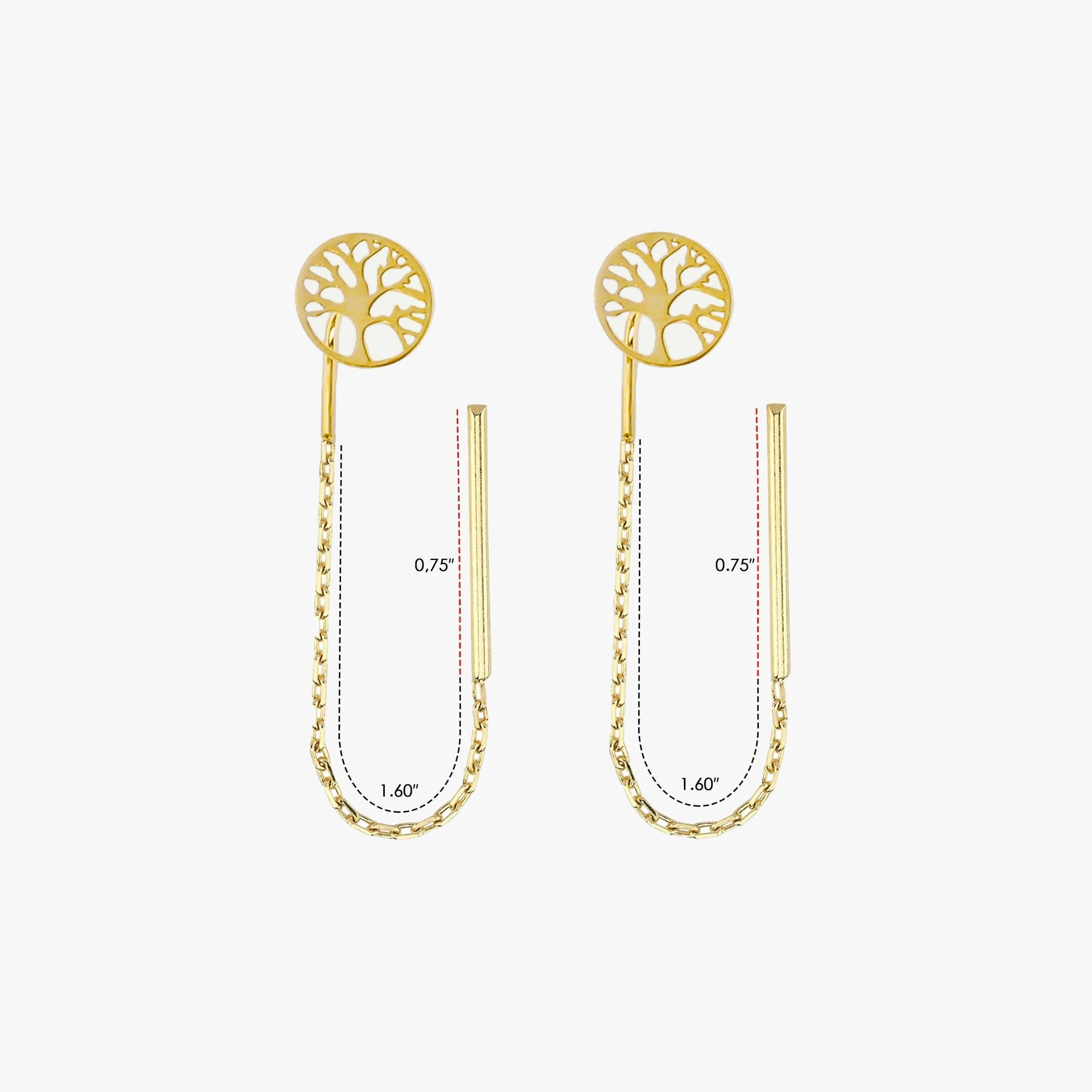 Family Tree Earrings | 14K Solid Gold