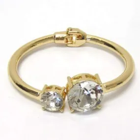 Gold and Crystal Stone Bangle Bracelet