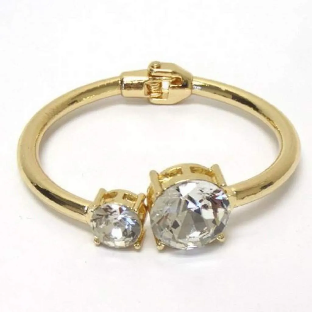 Gold and Crystal Stone Bangle Bracelet