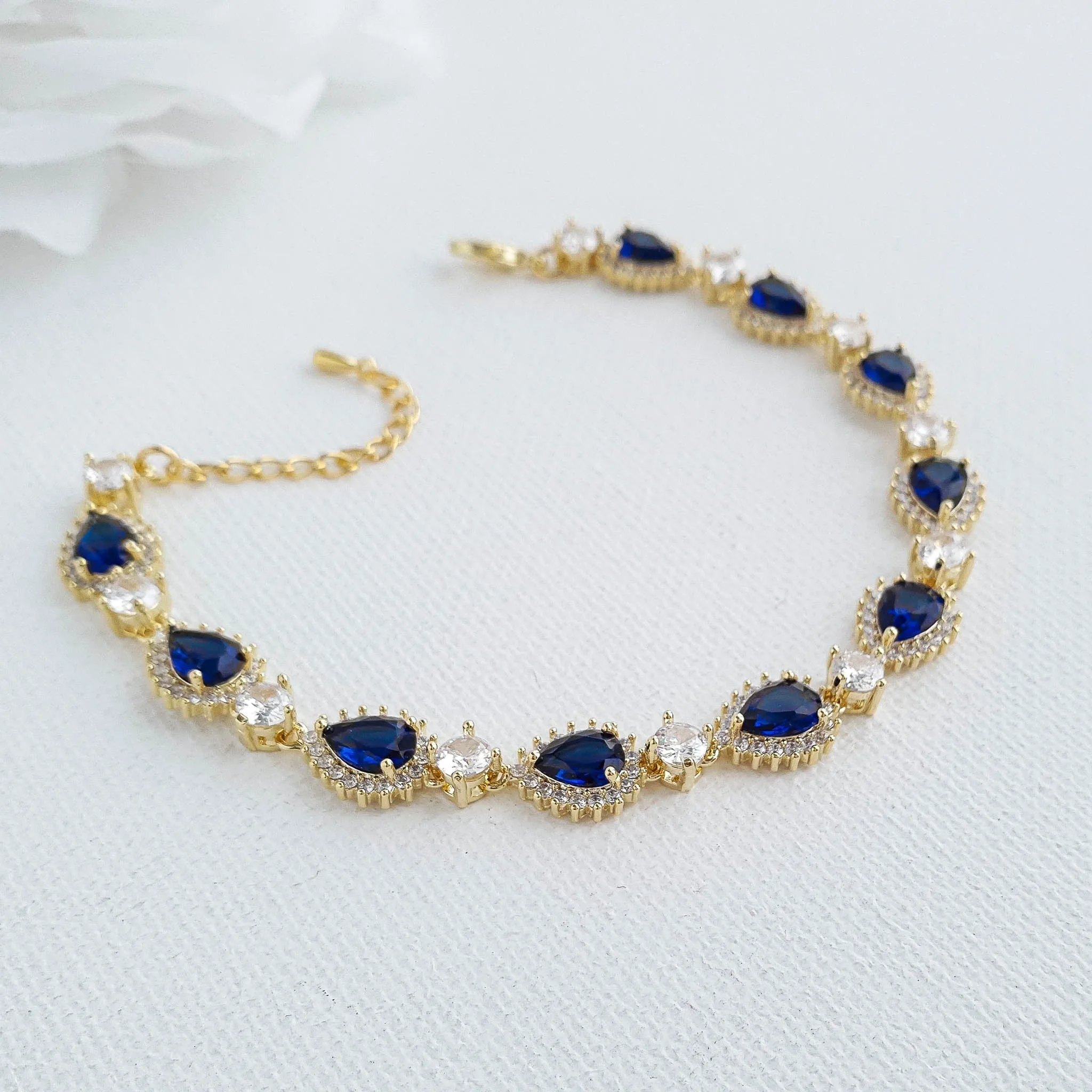 Gold Bracelet with Blue Stones-AOI