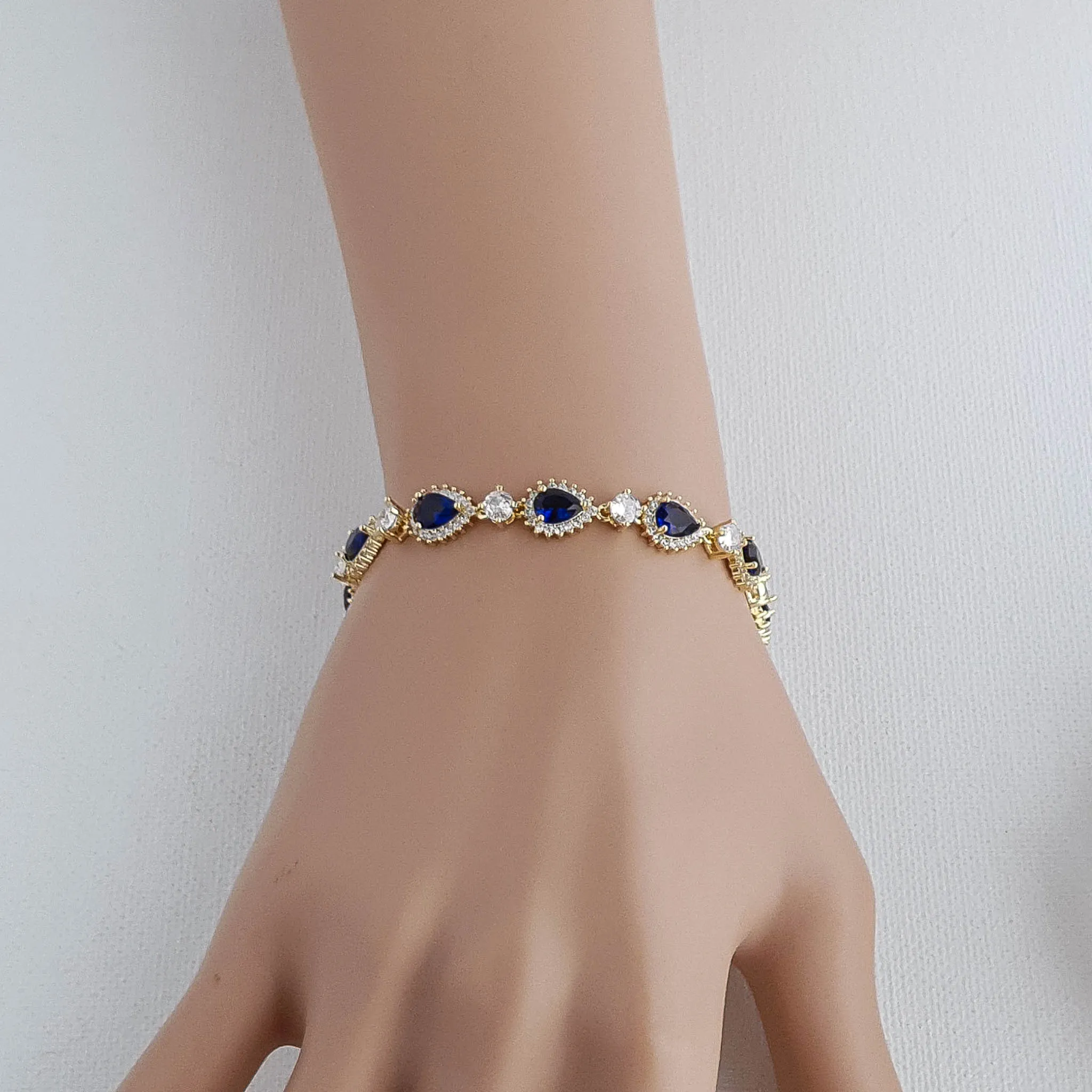 Gold Bracelet with Blue Stones-AOI