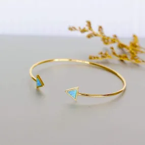 Gold Wrist Cuff, Triangle Opal Bracelet, Open And Adjustable Gold Bangles, Minimalist Gift Jewelry, Bridesmaids Gift