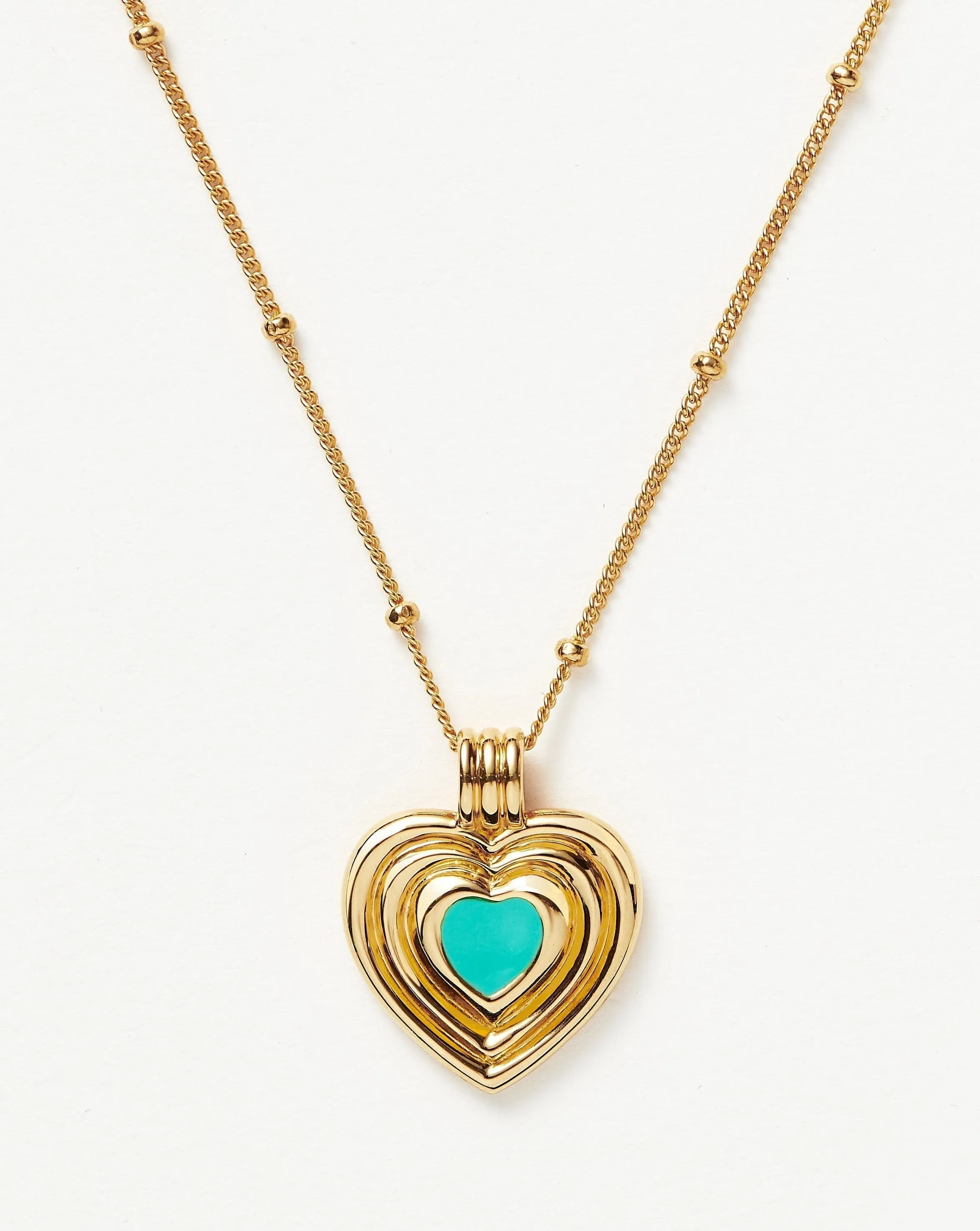 Good Vibes Engravable Enamel Heart Pendant Necklace | 18ct Gold Plated Vermeil/Aqua