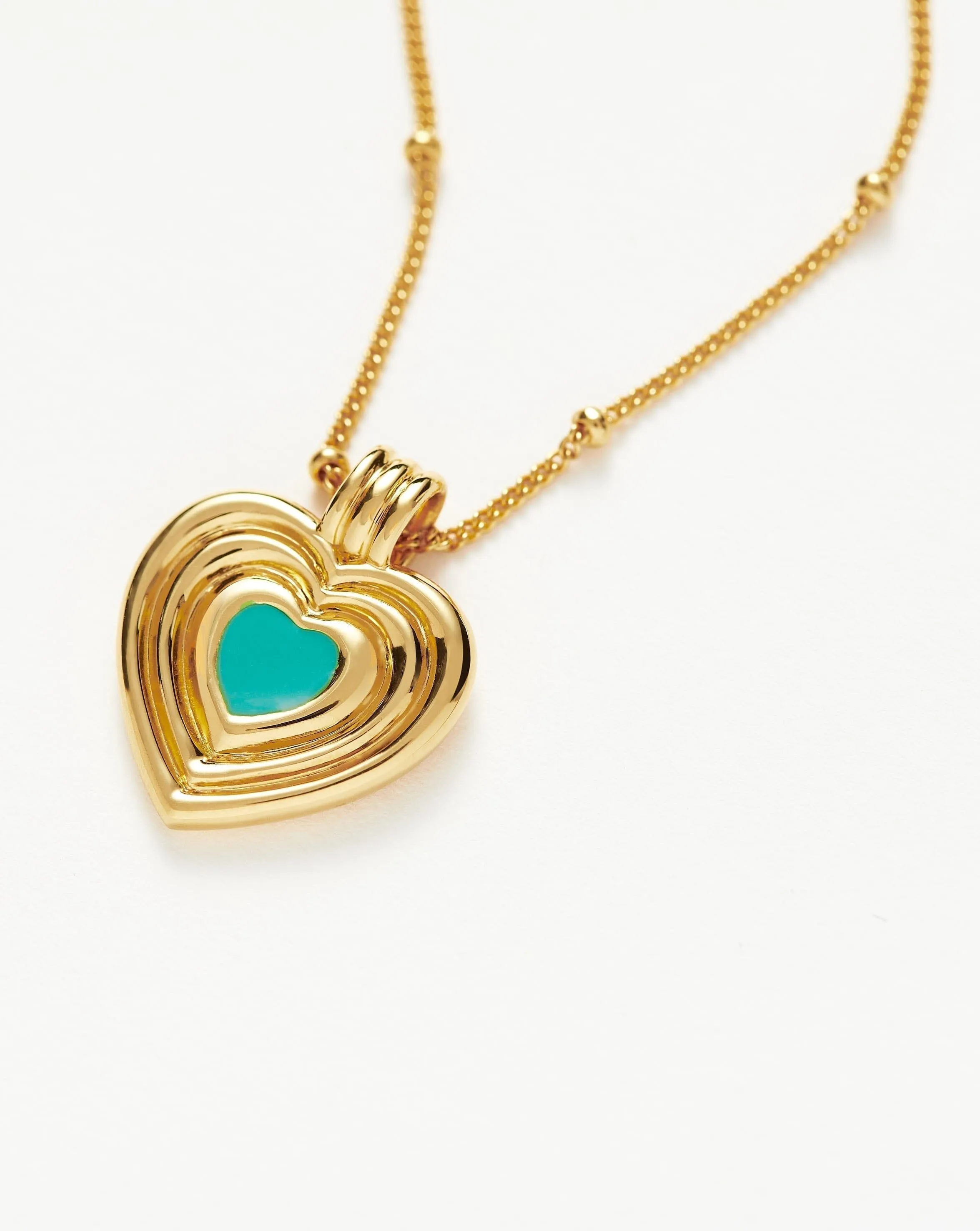 Good Vibes Engravable Enamel Heart Pendant Necklace | 18ct Gold Plated Vermeil/Aqua