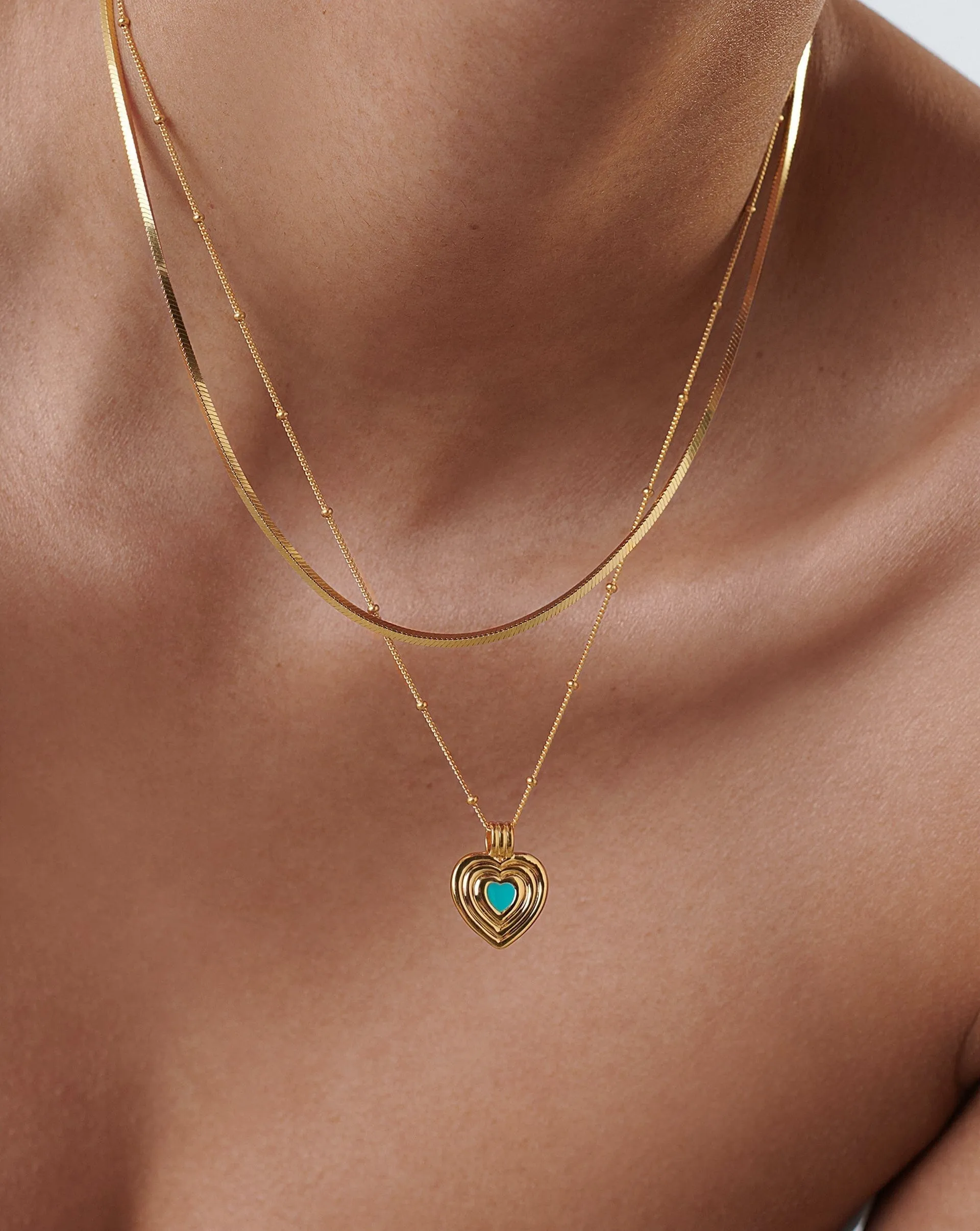 Good Vibes Engravable Enamel Heart Pendant Necklace | 18ct Gold Plated Vermeil/Aqua