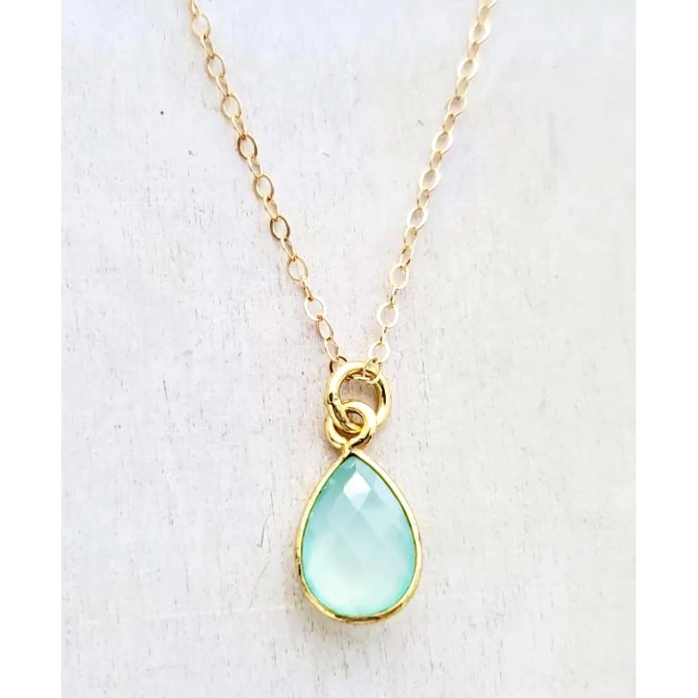 Grace Chalcedony Drop Bezel Pendant