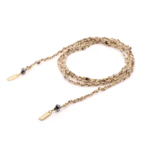 Grey Silk and Gold Vermeil Chain Woven Wrap Necklace