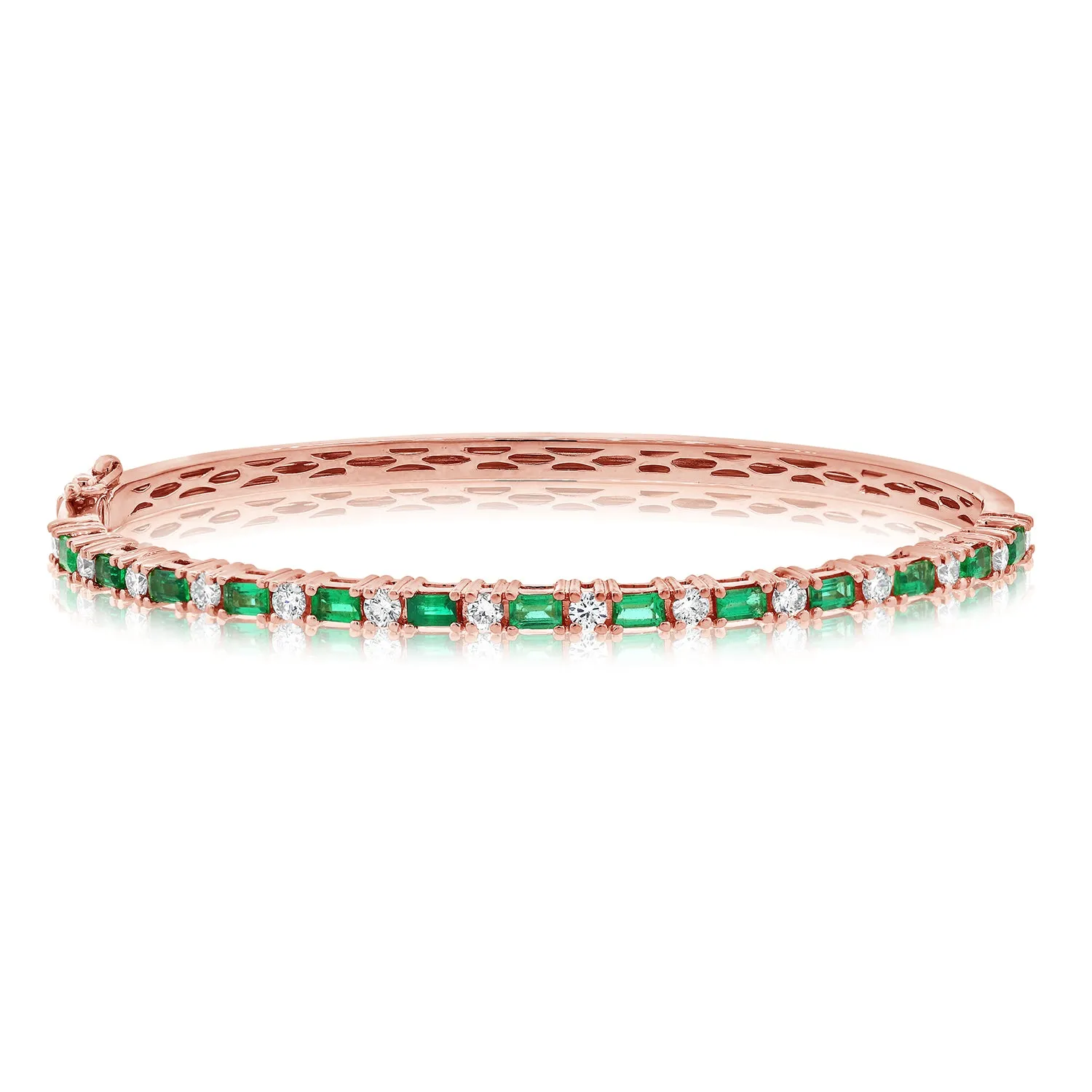 Half Diamond Half Emerald Bangle