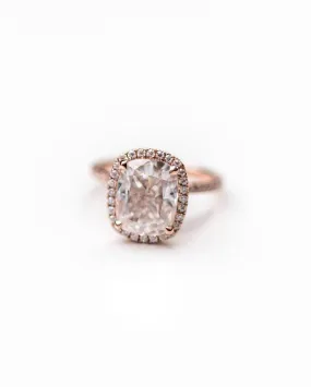 Halo Cushion cut Moissanite Ring Rose Gold 14K Rose Gold Ring