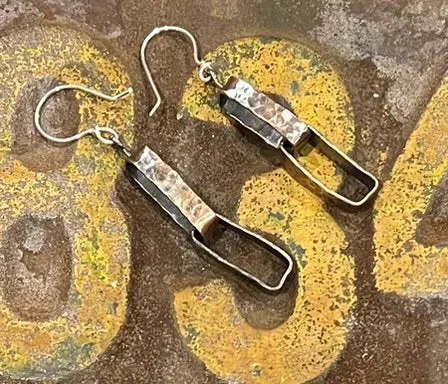 Hammered Copper Link Earrings