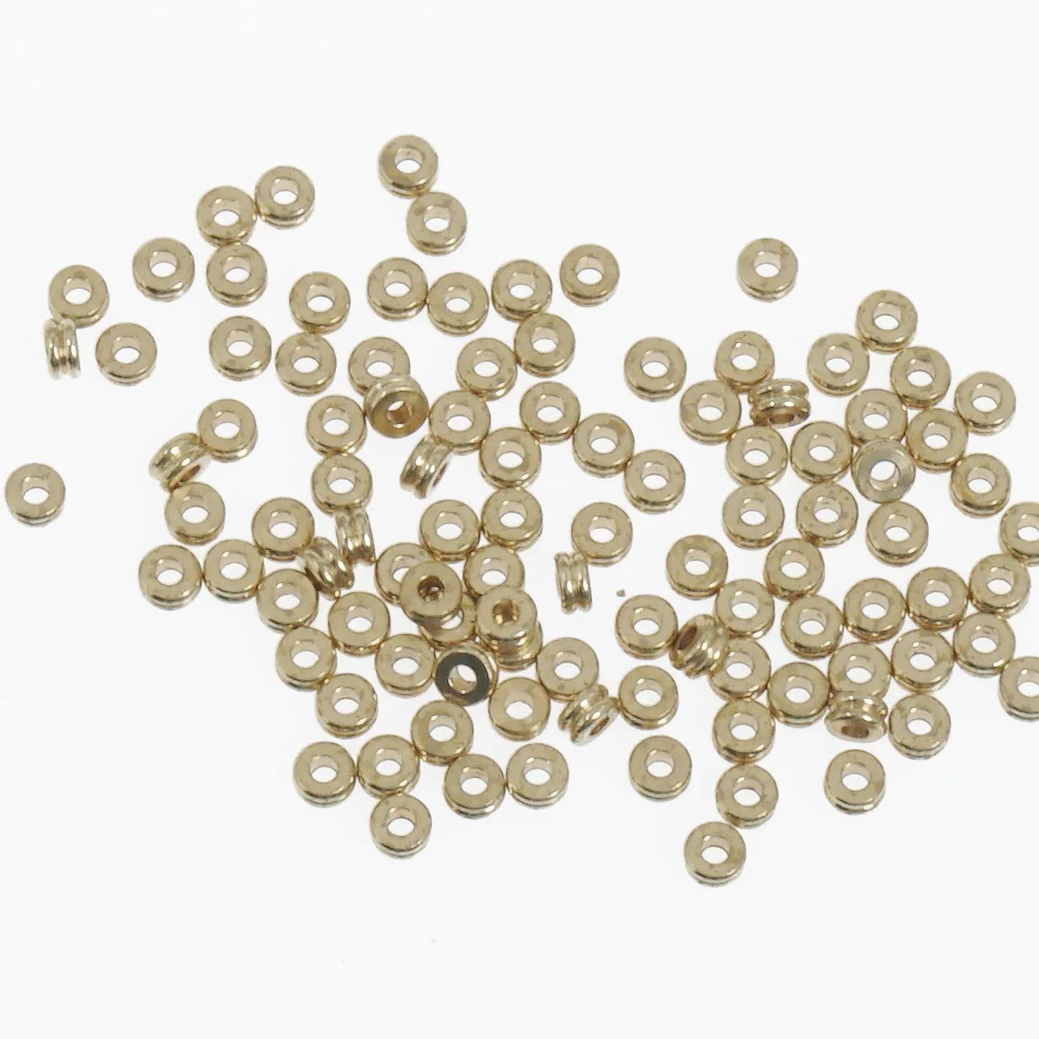 High Quality Brass Spacer Beads 4mm Rondelle Double Circle Brass Metal Loose Spacer Beads 100pcs 10377250