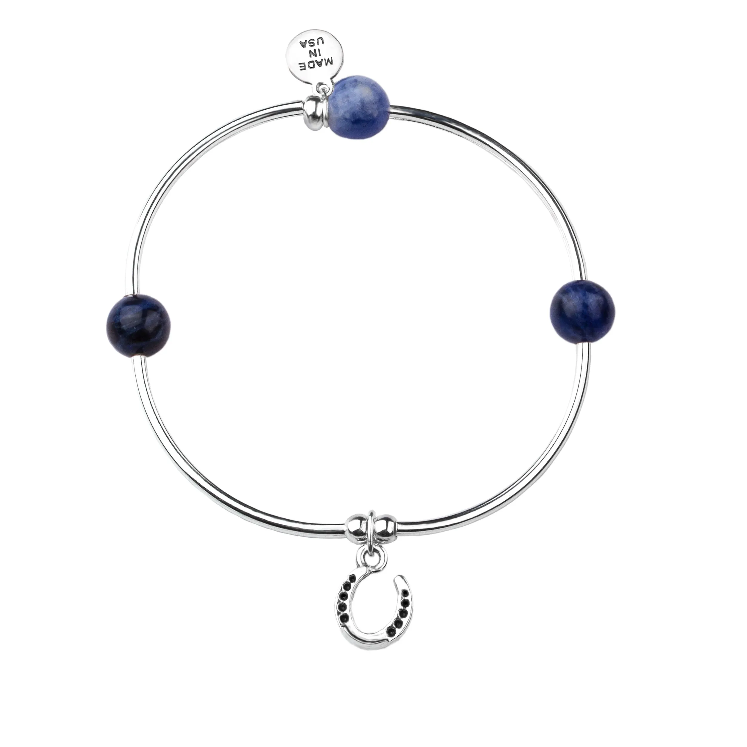 Horseshoe | Soft Bangle Charm Bracelet | Sodalite