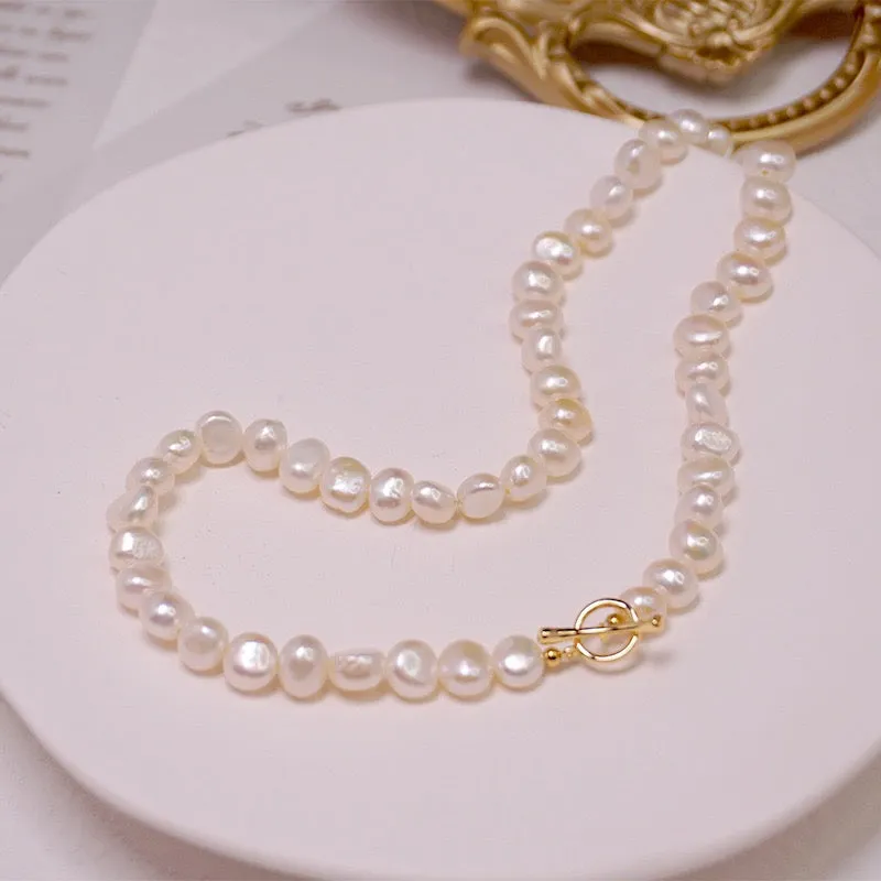 Irregular Baroque Pearl Strand Choker Necklace