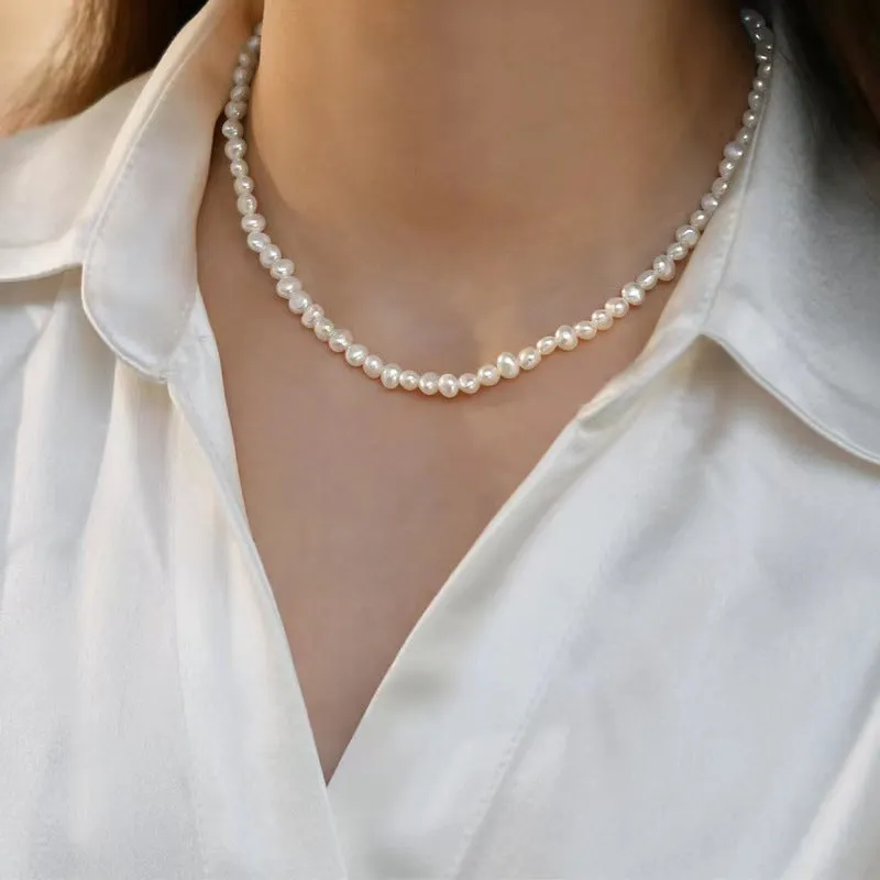 Irregular Baroque Pearl Strand Choker Necklace