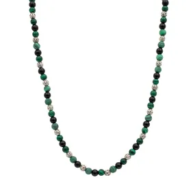 John Hardy 925 Sterling Silver Malachite & Onyx Bead Chain Necklace