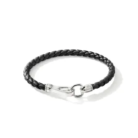 John Hardy Black Leather Hook Clasp Bracelet