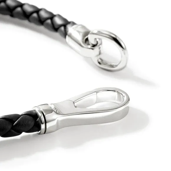 John Hardy Black Leather Hook Clasp Bracelet