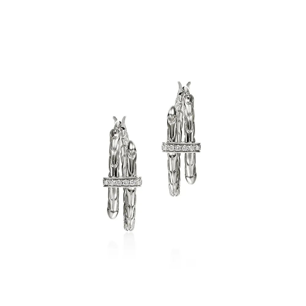 John Hardy Spear Hoop Earrings with Diamonds