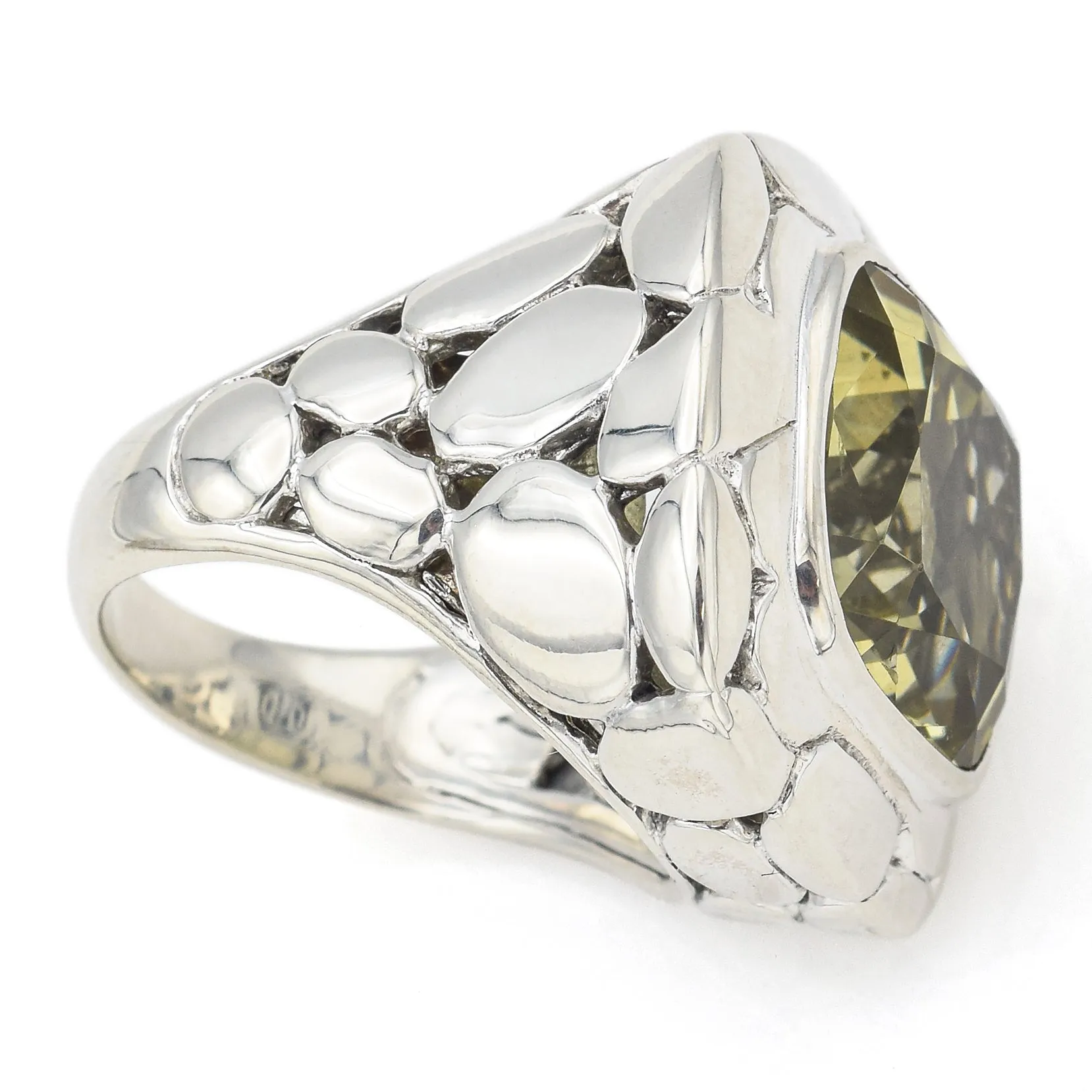 John Hardy Sterling Silver Batu Kali Peridot Ring