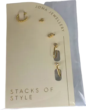 Joma Jewellery Gold Stacks of Style Earrings Set