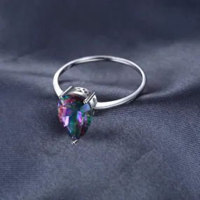 JPACJ917 Finger Ring Charm Jewelry - Rainbow Mystic Quartz 925 Sterling Silver