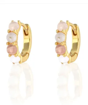 Kris Nations Pink Opal Huggie Earrings - Gold