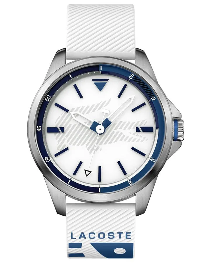 Lacoste Mens Capbreton Watch - Stainless Steel - White Dial - White Silicone