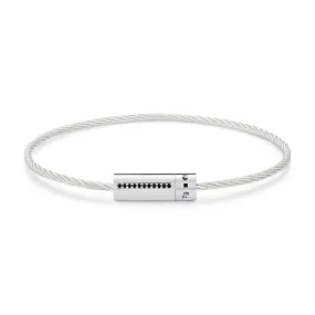 LE GRAMME MEN'S 7G SILVER AND BLACK DIAMOND ACCENTED CABLE BRACELET