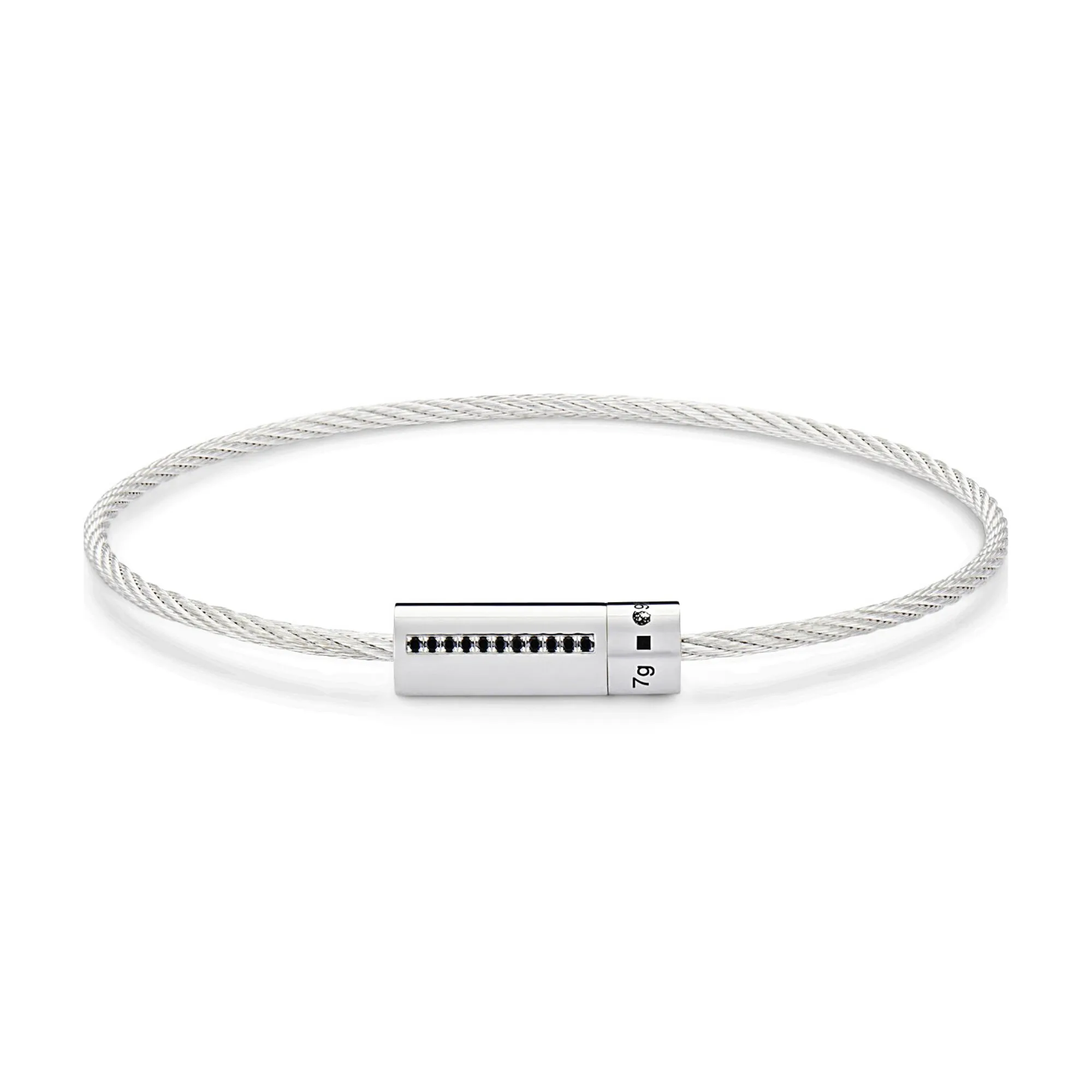 LE GRAMME MEN'S 7G SILVER AND BLACK DIAMOND ACCENTED CABLE BRACELET