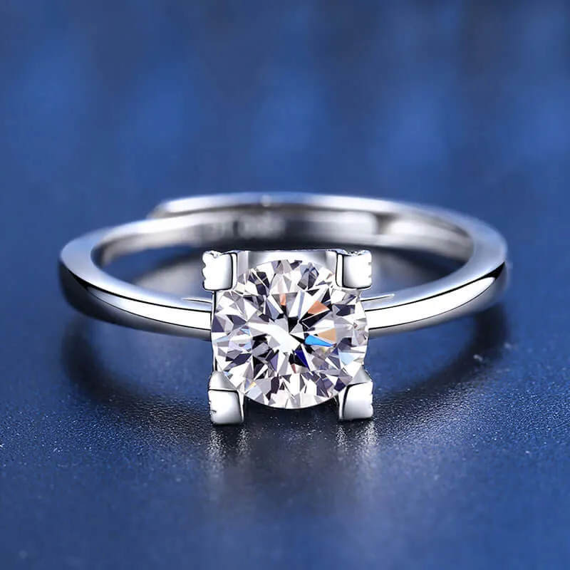 Letter H Square Moissanite Ring