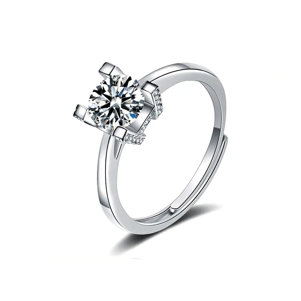 Letter H Square Moissanite Ring