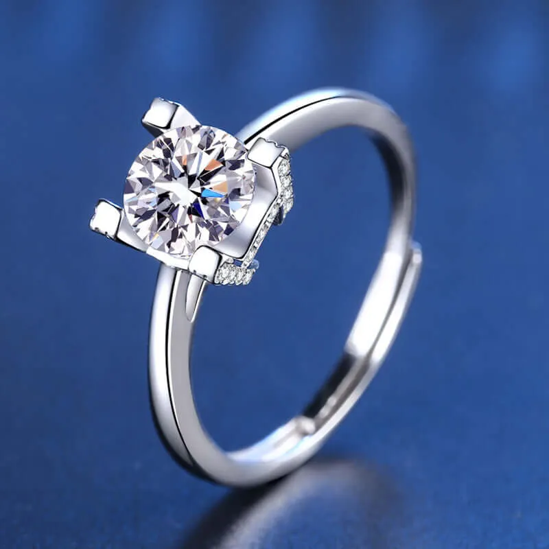 Letter H Square Moissanite Ring